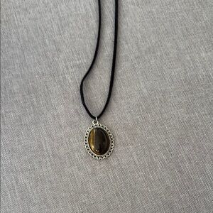Elegant Silver and Black Pendant Necklace